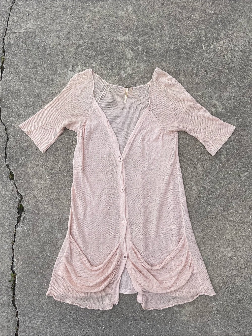 Free People Pale Blush Open-Knit Top